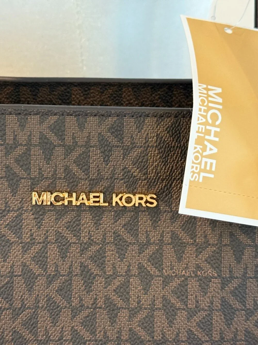 MICHAEL KORS Pratt Large Signature Logo Tote Shoulder Bag COLOR BROWN  NWT
